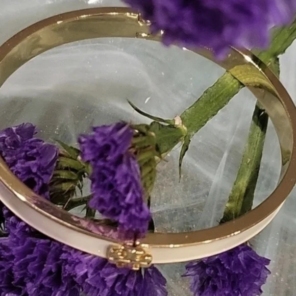Tory Burch Cream and Gold Bangle Bracelet - Picture 2 of 4